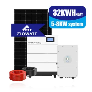 Flowatt Off Grid Roof Mounting 5kw 5000w PV Power Solar Panel System With LiFePO4 Battery