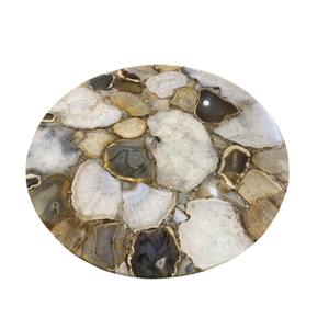 Plateau de table basse rond en agate naturelle, fait main, écologique, moderne, en pierre géode, décoration de mobilier d'extérieur sur mesure - Product Image 1