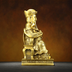 Figura de Cobre del Dios de la Tierra, Fundida a Mano, Estatua Sentada, Decoración de Interiores, Regalo de Año Nuevo Chino - Product Image 3