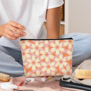 Piccola borsa per il trucco a tema margherita Design floreale estivo con chiusura a cerniera in stile Hippie unico per l'organizzazione di <span class=keywords><strong>viaggi</strong></span> articoli da toeletta - Product Image 3