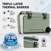 Glacière Commerciale Géante à Roues 120L, Glacière Robuste Grande Capacité avec Poignée de Transport, Isolation en Mousse PU pour la Pêche et le Camping