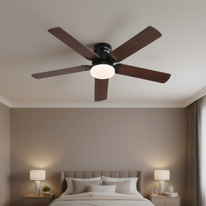 Modern <b>LED</b> Ceiling Fan 42-Inch 5 Blades Remote <b>Control</b> DC Motor Black for Bedrooms - Product Image 2