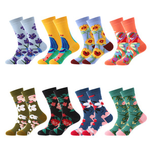 Wholesale Fashion Beautiful Floral Flower Plant Pattern Cotton Cute <strong>Socks</strong> Colorful Novelty <strong>Sunflower</strong> Rose Peach Blossom Unisex - Product Image 1
