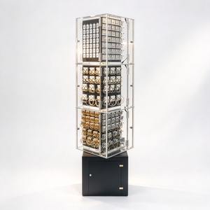 Floor Standing Rotating Metal <b>Acrylic</b> Jewelry Display Cabinet With <b>Storage</b> Cabinet Lockable Showcase For Earring Bracelet - Product Image 1