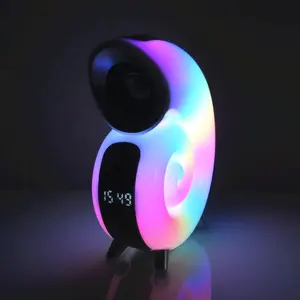 Veilleuse d'ambiance en forme de conque Lonvel avec haut-parleur sans fil BT 2 Modes de contrôle Lampe de table avec machine à sons design animal