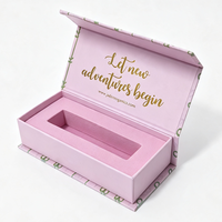 Boîte cadeau élégante pour rouge à lèvres rose, boîte d'emballage cosmétique magnétique pour gloss à lèvres avec logo personnalisé en feuille d'or