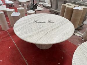 LANDIVIEW-Mesa <span class=keywords><strong>de</strong></span> comedor <span class=keywords><strong>de</strong></span> travertino superblanco italiano redondo estriado, muebles <span class=keywords><strong>de</strong></span> piedra para sala <span class=keywords><strong>de</strong></span> estar, mesa <span class=keywords><strong>de</strong></span> comedor <span class=keywords><strong>de</strong></span> travertino - Product Image 3