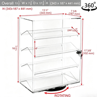 Vitrine rotative en acrylique de qualité supérieure à 360 degrés avec 4 étagères amovibles et serrure à clé pour lunettes de soleil, bijoux et objets de collection