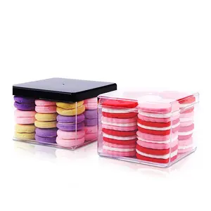 Ps Vierkante Tiramisu Cake Plastic Opslagcontainers Transparant Snoep Dessert Acryl Geschenkdoos Met Deksel