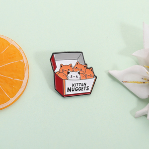Boîte de chatons pépites émail broche drôle chat broche Fast Food Style revers Badge bijoux cadeau pour amis et Fans - Product Image 2