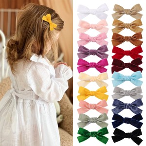 New Small Candy Color Fabric <b>Bow</b> Tie Hair <b>Clip</b> Side <b>Clip</b> Cute Girl Versatile Children's Hair Accessory European American Style - Product Image 1