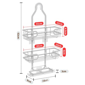 Double Tier Modern Stainless Steel Toilet Rack Wall-Mounted Waterproof <b>Storage</b> for Bathroom <b>Shower</b> Room - Product Image 5