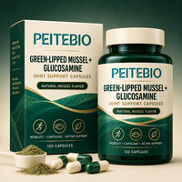 PEITEBIO Capsules de Glucosamine à base de moules à lèvres vertes pour chiens - Soutien à la santé des articulations et à la mobilité, saveur naturelle, absorption rapide, 120 gélules