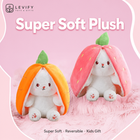 Peluche Lapin Réversible 2026 avec Carotte, Animal en Peluche Super Doux, Adorable Lapin Réversible, Cadeau pour Enfants, Vente en Gros, OEM, Usine
