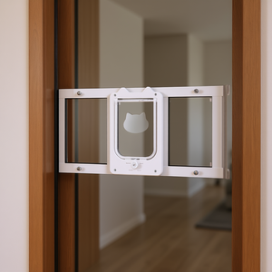 Porte pour chat en verre haute transparence avec cadre en aluminium, 4 modes de verrouillage, installation rapide, porte pour animaux de compagnie résistante aux intempéries, fermeture magnétique - Product Image 2