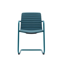 Chaise d'invité cantilever en PU côtelé bleu sarcelle avec cadre métallique entièrement revêtu de couleur, chaise de conférence Bauhaus
