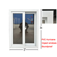 Fenêtre coulissante en PVC double vitrage anti-ouragan avec moustiquaire 37x38 pour maisons, très demandée