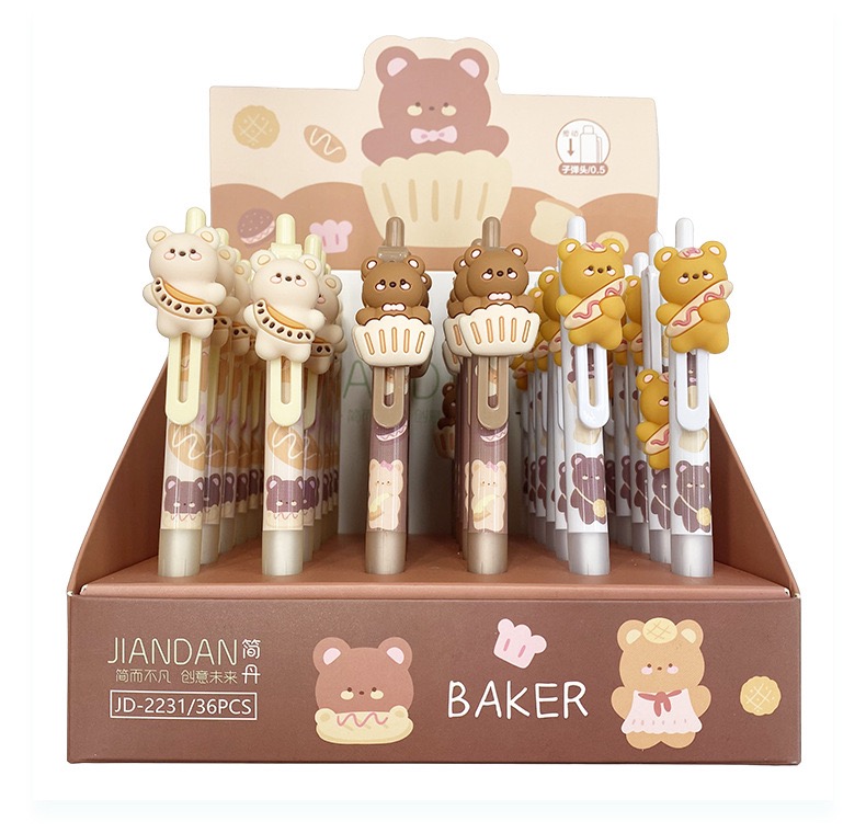 Милый мультяшный кавайный медведь щелчок гелевая ручка космическая причудливая гелевая ручка 0,5 мм