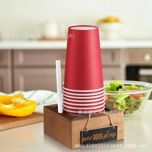 Wooden Paper Cup Holder With <b>Straw</b> Slot And Sign Board For Kitchen Desktop Use - Product Image 1