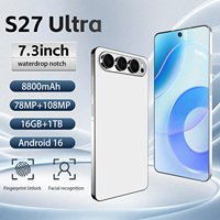 Smartphone S27 Ultra 5G Android 15 Écran LCD 7,3 pouces 120Hz 16 Go de RAM 1 To de ROM 8800 mAh Appareil photo IA 108 MP Double SIM Gaming