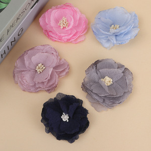 Flor de Chifón de 7 cm, Camelia, Accesorios DIY para Decoración de Cabello, Zapatos, Sombreros y Ropa - Product Image 4