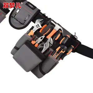 Professional Tool Bag 600D Electrician Multi-pocket Waist Bag With Portable Electrician Kit Grey And Black