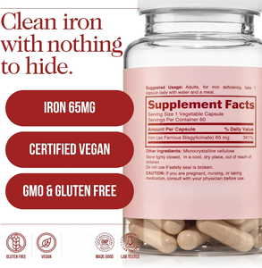 Premium Vegan Blood Tonic Glicinate Liposomal Natural Suplemento Calcio Zinc Selenio <span class=keywords><strong>Vitamina</strong></span> <span class=keywords><strong>C</strong></span> <span class=keywords><strong>C</strong></span>ápsulas de hierro para la salud de las mujeres - Product Image 2