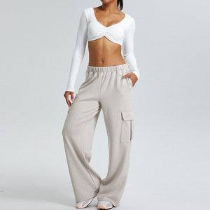 YIYI Scrunch avec rembourré <span class=keywords><strong>Sexy</strong></span> manches longues hauts ensembles de gymnastique filles taille haute survêtement pantalon athlétique ensembles d'entraînement pour les femmes grande taille - Product Image 3