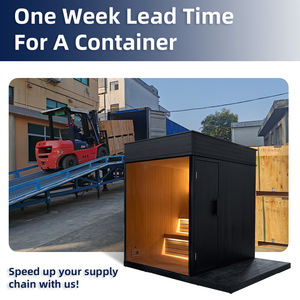 Premium Spruce Wood 5 Person Outdoor Sauna Cube Black Mirror Glass - Product Image 3