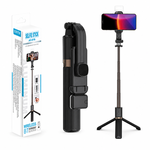 Trípode de Aluminio JC-01S con Luz LED de Relleno, Palo Selfie Extensible de 985 mm con Mango de Ranura Recta para Transmisión en Vivo - Product Image 3