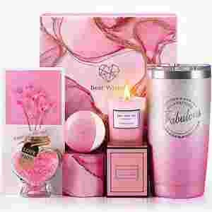 Set de Regalo de Lujo Rosa para el Cuidado Personal para Mujer, Vaso Térmico de 20oz, Vela Aromática, Bomba de Baño, Caja de Regalo Spa para el Día de San Valentín - Product Image 5