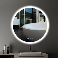 Miroir de Douche Rond Anti-Buée à LED Intelligent, Miroir Mural Tactile Moderne avec Capteur pour Chambre à Coucher