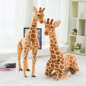 新款仿真野生动物园动物长颈鹿腿可弯曲毛绒玩具家居装饰栩栩如生动物园动物毛绒公仔