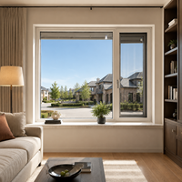 Ventana Abatible de Aluminio para Proyectos de Villas en EE. UU. con Persianas Eléctricas, Doble Acristalamiento, Aislamiento Térmico Low-E, Ahorro Energético y Malla de Seguridad
