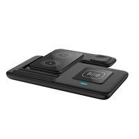 Mackertop SBT-Z11 Chargeur sans fil portable pliable 3-en-1 pour téléphones, écouteurs et montres intelligentes - Charge magnétique rapide 15W