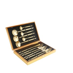 Stainless Steel Cutlery Set 12 Piece Gold Wooden <b>Box</b> <b>Gift</b> Durable Kitchen Tableware Dinnerware Set - Product Image 3