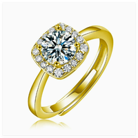 Bague en moissanite en forme de cube de sucre, faite à la main, style luxe léger haut de gamme, tendance mode, bijou de doigt