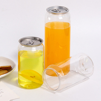 Boîtes de boisson en plastique transparent de 210 ml et 330 ml, bouteilles de soda, canettes de boisson en PET avec couvercles en aluminium