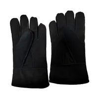 Guanti in vera pelle nera fodera morbida all'interno di guanti invernali semplici all'ingrosso personalizzati di alta qualità
