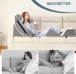 סט כרית טריז מיטה אורתופדית כרית סט 6 יח 'ויסקו קצף תמיכה מתכווננת עבור צוואר גב הרגל גב לגוף הברך לאחר ניתוח לאחר שינה - Product Image 5