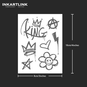 Autocollant de <span class=keywords><strong>tatouage</strong></span> temporaire personnalisé motif Couronne de Roi Graffiti, à base de plantes, imperméable, longue durée (15 jours), semi-permanent, pour le corps, les mains, les <span class=keywords><strong>doigts</strong></span>, hommes - Product Image 3