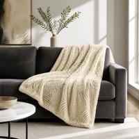 Plaid de luxe en fausse fourrure de lapin brossée, double couche, super doux et chaud, imprimé, en peluche, pour lit et canapé, idéal pour l'hiver