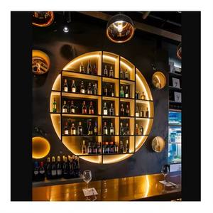 Restaurante Bar Decoración Estantes de vino de acero inoxidable Estante de exhibición Estante de pared Estante de vino Bar Decoración interior - Product Image 4