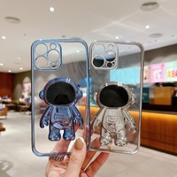Support d'astronaute en TPU souple Transparent pour iphone 11 12 13 14 Pro Max, coque arrière de béquille transparente