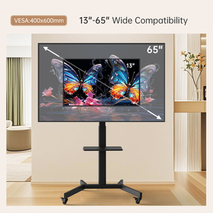 Verstellbarer TV-Ständer aus Stahl mit Rollen für Büro, Hotel oder Einzelhandel - Mobiler Wagen mit Drehhalterung für 65-Zoll LCD/LED-Fernseher - Product Image 5