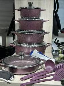 <span class=keywords><strong>Set</strong></span> da Cucina 17 Pezzi con Rivestimento in Granito, Pentole Antiaderenti, <span class=keywords><strong>Padelle</strong></span> con Coperchi in Vetro, Utensili e Grembiule - Product Image 3