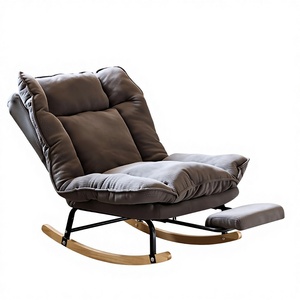 كرسي استرخاء هزاز فاخر وعصري مع مسند للقدمين، مصنوع من الخشب الصلب الصديق للبيئة، مناسب لغرفة النوم وغرفة المعيشة والمنزل والفنادق - Product Image 4