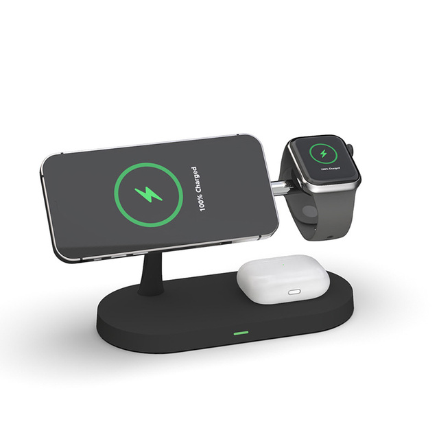 Hot Selling Charger Stand With LED for Apple Watch Charging Dock Station for Airpods 5 in 1 Magnet Wireless Charger for iPhone