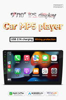 Autoradio BQCC 9 pouces double DIN avec Carplay, Android Auto, écran tactile, FM, BT, USB, AUX-in, aide au recul HD, lecteur multimédia pour véhicule