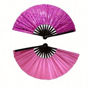 33cm Holographic Rave Carved Portable Fairy Handheld Fan for Party Large Folding with Multi Color Festival Use - Product Image 2